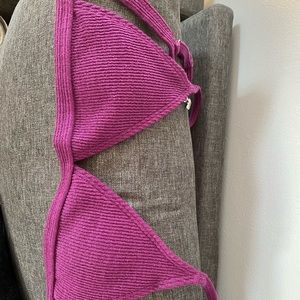 Purple ribbed bikini top
